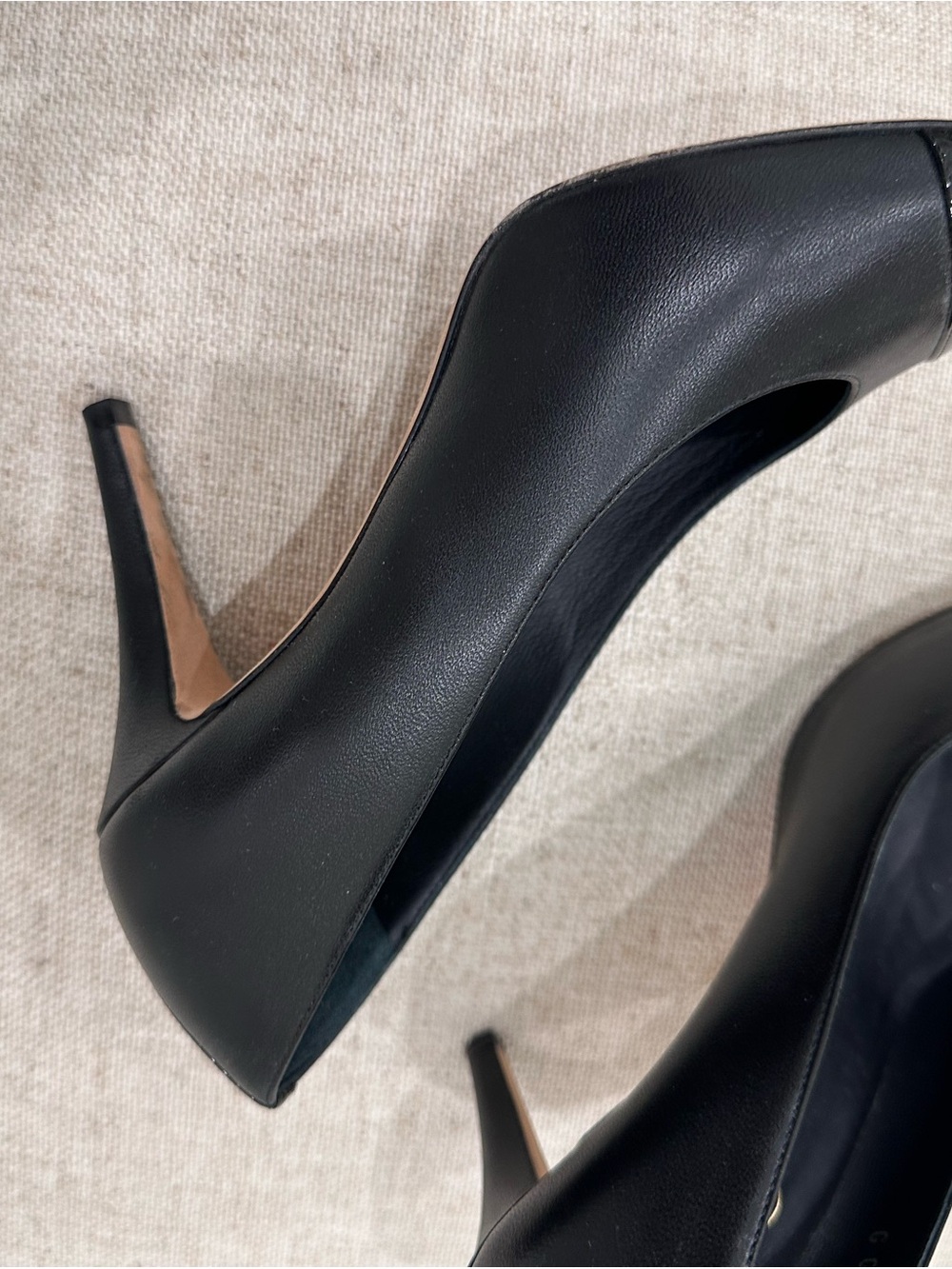 CHANEL Black Leather Pumps with Patent Cap-Toe - Picture 2 of 12